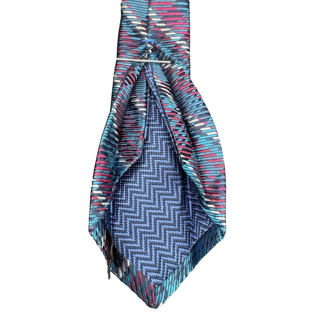 7 Fold Men's Tie100% Silk Seven Fold MICHELSONS LONDON England Geometric EUC